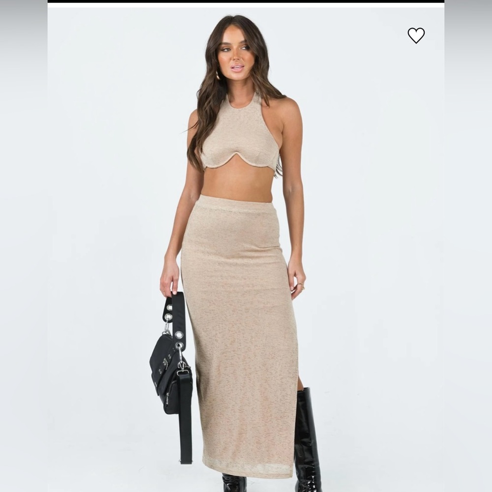 NWT Princess Polly Payton Beige Halter Skirt Set- 8